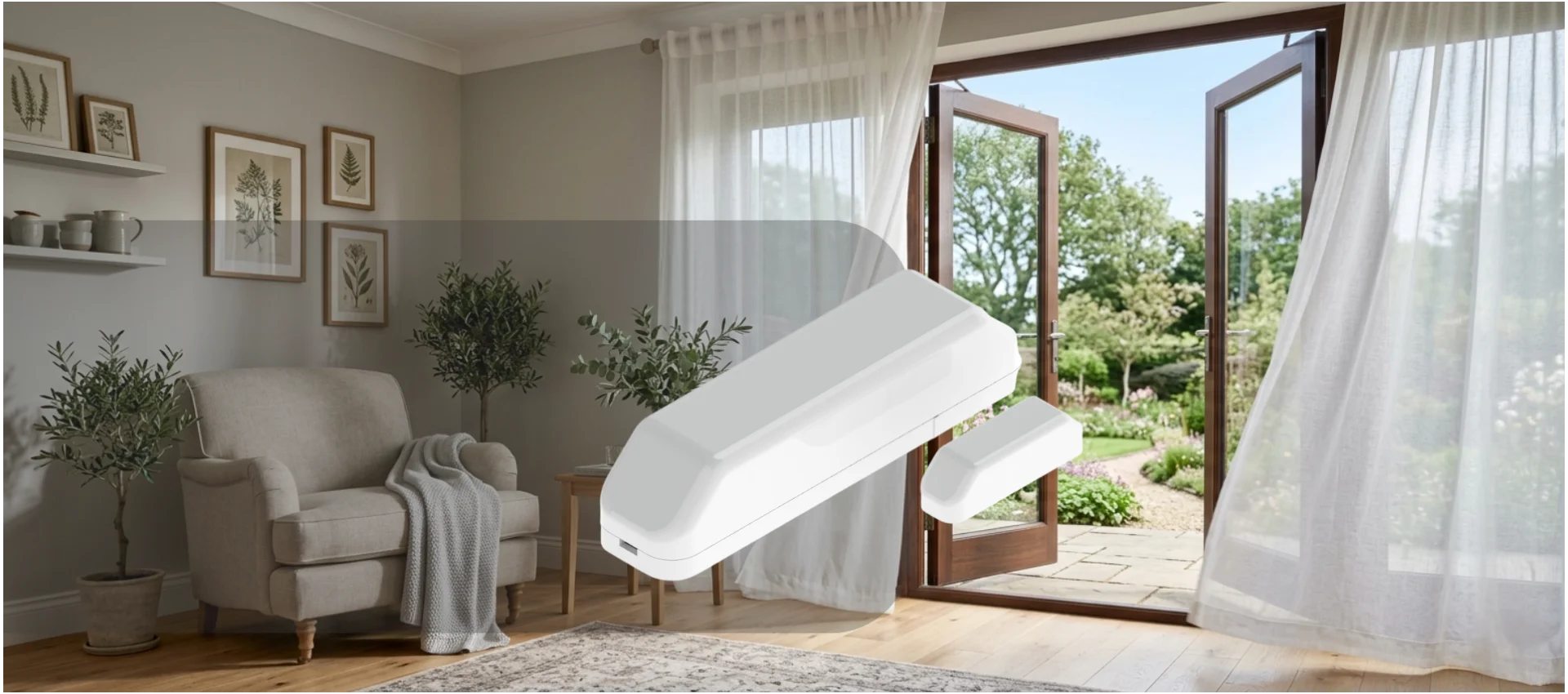 Zabezpiecz dom. Oszczędzaj energię AURATON Door Window Sensor – czujnik otwarcia, który automatycznie wyłącza ogrzewanie i powiadamia o otwartych oknach i drzwiach. 